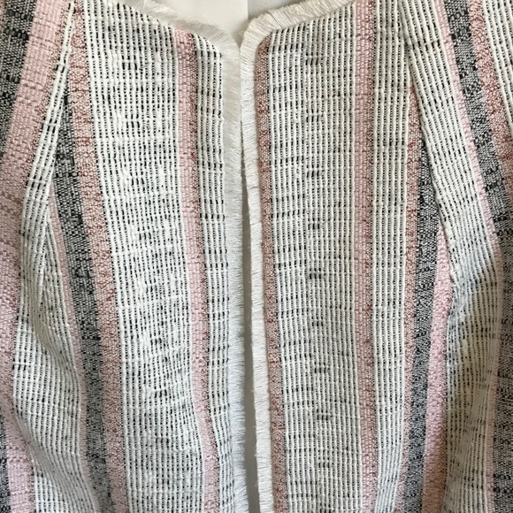LAUNDRY By Shelli Segal Cropped Open Front Tweed Striped Blazer Jacket Size 10 - Picture 4 of 16